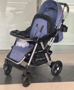 Carucior Nou Nascuti BABY C. PRO 511, Cadru Aluminiu, Maner Reversibil, Spatar Reglabil In 3 Trepte, Amortizoare, Frana Picior,Pliabil, Jeans - Img 6