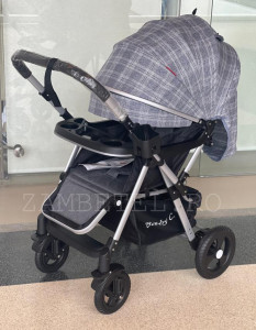 Carucior Nou Nascuti BABY C. PRO 511, Cadru Aluminiu, Maner Reversibil, Spatar Reglabil In 3 Trepte, Amortizoare, Frana Picior,Pliabil, GRI - Img 3