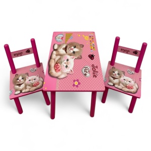 Set masuta cu 2 scaunele copii Pink Cats BPTW15 - Img 2