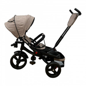 TRICICLETA COPII 5099EVA CU POZITIE DE SOMN, SCAUN REVERSIBIL, FAR CU LUMINI SI MUZICA, BEIGE - Img 5