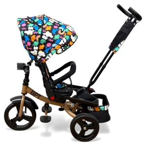 TRICICLETA COPII 5099EVA CU POZITIE DE SOMN, SCAUN REVERSIBIL, FAR CU LUMINI SI MUZICA, RAINBOW PLUS - Img 6