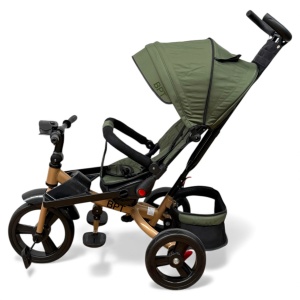 TRICICLETA COPII 5099EVA CU POZITIE DE SOMN, SCAUN REVERSIBIL, FAR CU LUMINI SI MUZICA, DARK GREEN - Img 6