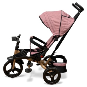 TRICICLETA COPII 5099EVA CU POZITIE DE SOMN, SCAUN REVERSIBIL, FAR CU LUMINI SI MUZICA, ROZ PUDRA PLUS - Img 5