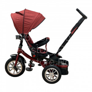 Tricicleta Copii ABS TRIKE Dark Red, Pozitii Somn, Roti De Cauciuc, Far Cu Sunete Scaun Rotativ 01 - Img 6