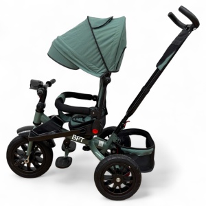 Tricicleta copii cu pozitie de somn,Roti cauciuc plin, muzica si lumini 5099 GREEN - Img 3
