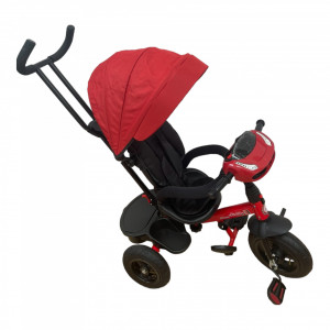 Tricicleta copii cu pozitii de somn, scaun rotativ, jucarie interactiva tip masinuta, Strilly Red - Img 2