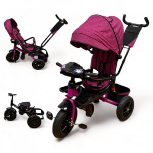 Tricicleta Copii DODO Trike Mov Pozitii Somn Roti De Cauciuc Scaun Rotativ - Img 1
