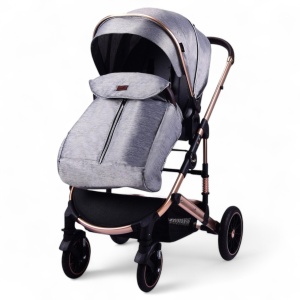 Carucior 2 in 1 transformabil Stuby Grey cu husa picioare și gentuta C3F - Img 5