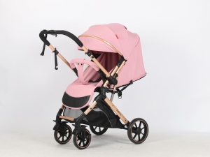 Carucior Bebe Tip Troller Cu Maner Reversibil Belecoo Zipy Roz NEW - Img 5