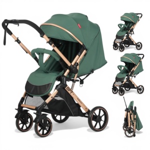 Carucior Bebe Tip Troller Cu Maner Reversibil Belecoo Zipy Vernil NEW