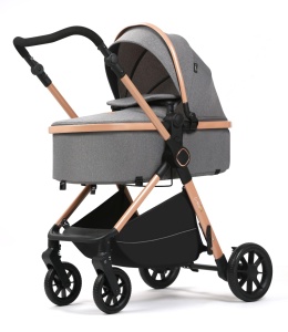 Carucior bebelusi 2 in 1 cu landou transformabil ,husa picioare si geanta Bloom Go BPT FNF7 Gri - Img 2
