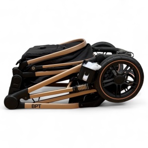 Carucior copii 2 In 1 Belecoo BebeJoy Cu Roti Cauciuc Landou Reversibil Transformabil Baby Black - Img 11