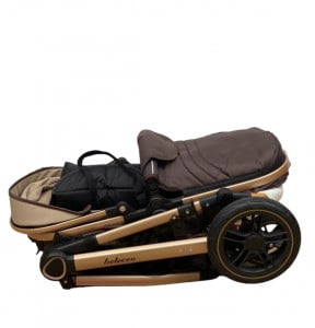 Carucior Copii 2 In 1 Belecoo CLASS Coffee Roti Cauciuc, Landou Reversibil - Img 7