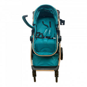 Carucior Copii 2 In 1 Belecoo CLASS Turcoaz Roti Cauciuc, Landou Reversibil - Img 5