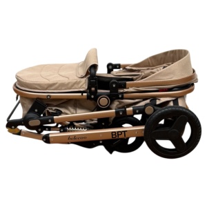 Cărucior copii 2 in 1 Belecoo landou reversibil roti cauciuc accesorii beige - Img 9