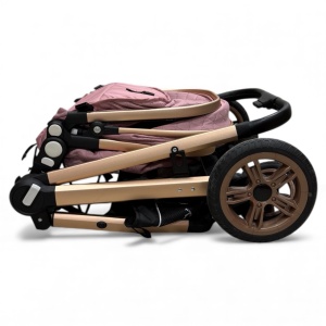 Carucior copii 2 in 1 cu maner reversibil si landou transformabil Baby C. Premium Roz BPTX2S - Img 11