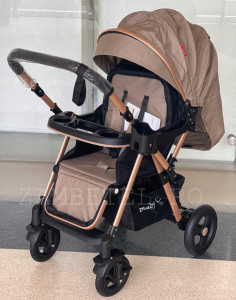 Carucior Nou Nascuti BABY C. PRO 511, Cadru Aluminiu, Maner Reversibil, Spatar Reglabil In 3 Trepte, Amortizoare, Frana Picior,Pliabil, Cappucino - Img 4