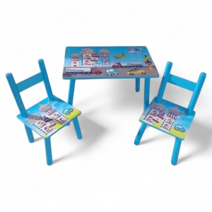 Set masuta cu 2 scaunele copii Blue Cars BPT41 - Img 2