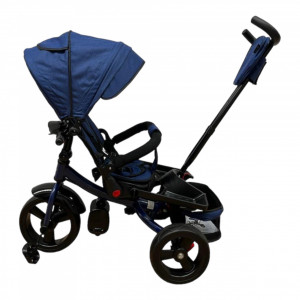 TRICICLETA COPII 5099EVA CU POZITIE DE SOMN, SCAUN REVERSIBIL, FAR CU LUMINI SI MUZICA, BLEUMARIN - Img 4