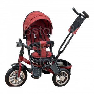 Tricicleta Copii ABS TRIKE Dark Red, Pozitii Somn, Roti De Cauciuc, Far Cu Sunete Scaun Rotativ 01 - Img 7