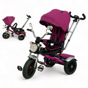 Tricicleta copii cu pozitii somn Motostyle Mov, scaun reversibil, roti cauciuc 02 - Img 1
