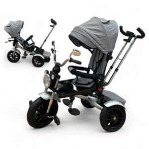 Tricicleta Copii Pozitii Somn Motostyle Grey&Black, Scaun Reversibil, Roti Cauciuc 03 - Img 1