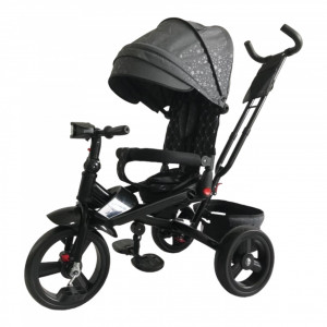 Tricicleta Cu Pozitie De Somn, Muzica Si Lumini, 8 Luni-4 Ani, Negru, UNV-5099EVA-DARK GREY Star - Img 1