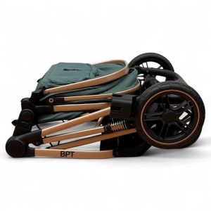 Carucior copii 2 In 1 Belecoo BebeJoy Cu Roti Cauciuc Landou Reversibil Transformabil Baby Green - Img 12