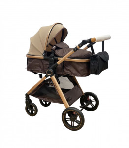 Carucior Copii 2 In 1 Belecoo CLASS Coffee Roti Cauciuc, Landou Reversibil - Img 1
