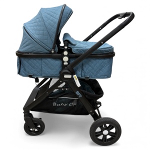Carucior copii 2 in 1 cu maner reversibil si landou transformabil Baby C. Premium Albastru BPTX2S - Img 4