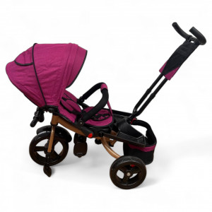 TRICICLETA COPII 5099EVA PLUS CU POZITIE DE SOMN, SCAUN REVERSIBIL, FAR CU LUMINI SI MUZICA MOV GOLD - Img 6
