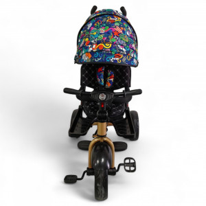 TRICICLETA COPII 5099EVA PLUS CU POZITIE DE SOMN, SCAUN REVERSIBIL, FAR CU LUMINI SI MUZICA COLOR GOLD - Img 6