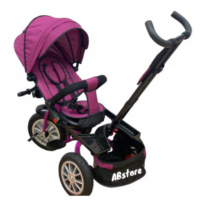 Tricicleta copii ABS Trike Purple , Pozitii Somn, Roti De Cauciuc, Far Cu Sunete Scaun rotativ 01 - Img 5
