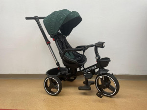 Tricicleta copii Cool Yzzy Trike Green, Roti Silicon, Compactabila, Poziție de somn 01 - Img 4