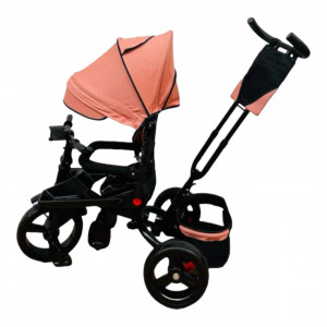 Tricicleta Copii Cu Pozitie De Somn, Muzica Si Lumini, 8 Luni-4 Ani, UNV-5099EVA-Somon - Img 2