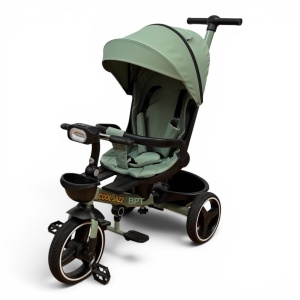 Tricicleta Copii Cu Pozitie De Somn Scaun Rotativ Sunete Si Lumini BPT620 Green Cool - Img 2