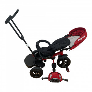 Tricicleta copii cu pozitii de somn, scaun rotativ, jucarie interactiva tip masinuta, Strilly Red - Img 4