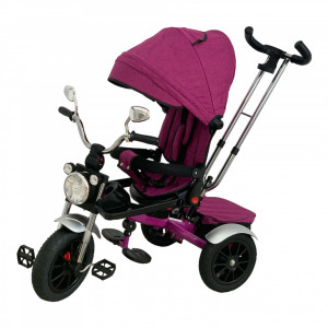 Tricicleta copii cu pozitii somn Motostyle Mov, scaun reversibil, roti cauciuc 02 - Img 2