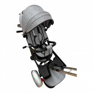 Tricicleta Cu Pozitii Somn Motostyle Gri, Scaun Reversibil, Roti Cauciuc - Img 6