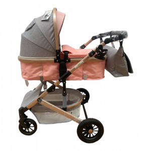 Carucior 3 în 1 Roz LS Baby F2T transformabil pliabil ușor și practic - Img 3