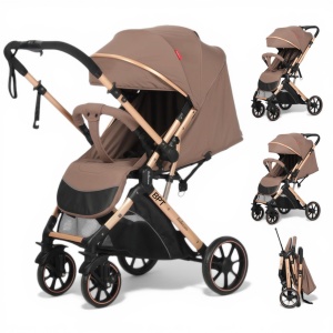 Carucior Bebe Tip Troller Cu Maner Reversibil Belecoo Zipy Crem NEW