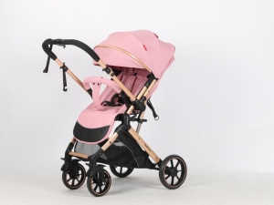 Carucior Bebe Tip Troller Cu Maner Reversibil Belecoo Zipy Roz NEW - Img 9