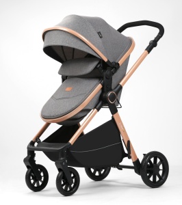 Carucior bebelusi 2 in 1 cu landou transformabil ,husa picioare si geanta Bloom Go BPT FNF7 Gri - Img 4