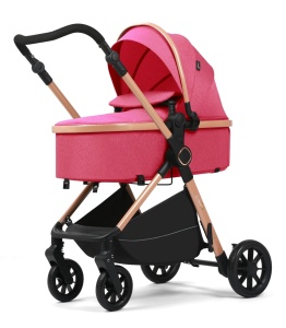 Carucior bebelusi 2 in 1 cu landou transformabil ,husa picioare si geanta Bloom Go BPT FNF7 Roz - Img 3