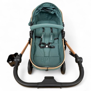 Carucior copii 2 In 1 Belecoo BebeJoy Cu Roti Cauciuc Landou Reversibil Transformabil Baby Green - Img 9