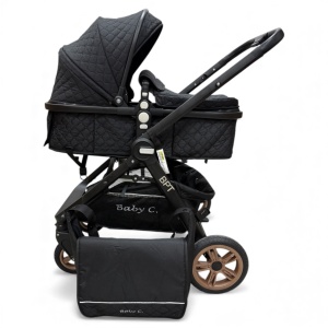 Carucior copii 2 in 1 cu maner reversibil si landou transformabil Baby C. Premium Negru BPTX2S - Img 3