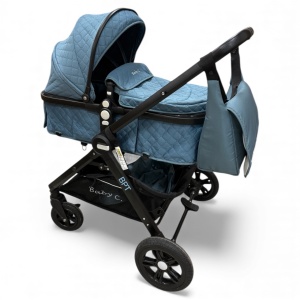 Carucior copii 2 in 1 cu maner reversibil si landou transformabil Baby C. Premium Albastru BPTX2S - Img 2