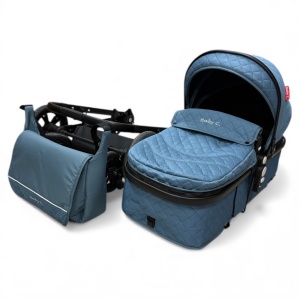 Carucior copii 2 in 1 cu maner reversibil si landou transformabil Baby C. Premium Albastru BPTX2S - Img 11
