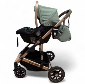 Carucior copii 3 in 1 cu landou tranformabil in sport si scoica auto FlexiGo Green BPT-A10 - Img 8