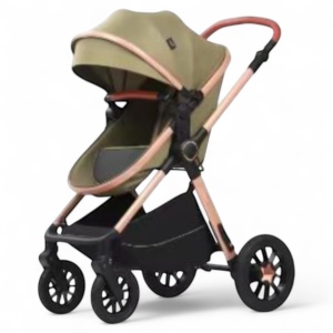 Carucior copii 3 in 1 TrioGo Dark Kaky cu maner reversibil , landou transformabil si reversibil, husa de picioare si gentuta H2D - Img 4
